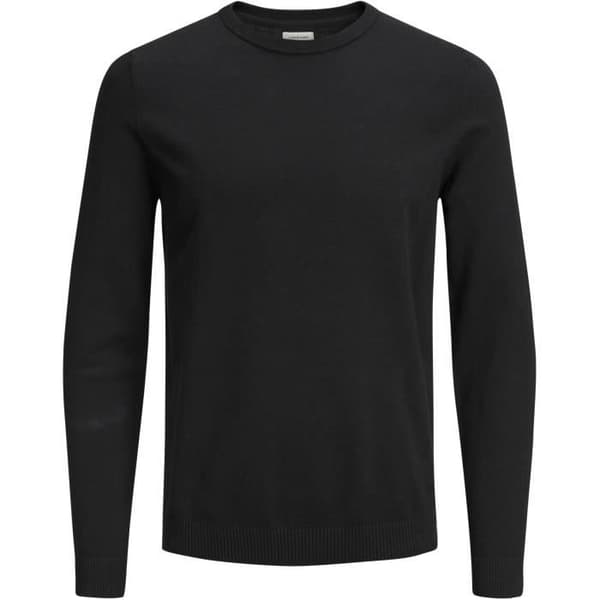 Pull slim i trikå - JACK & JONES - Svart - Klassisk krage - 100% Bomull - Bekväm