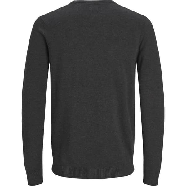 Stickad tröja - Jack & Jones - Mörkgrå melange - Klassisk krage - 100% Bomull - Bekväm