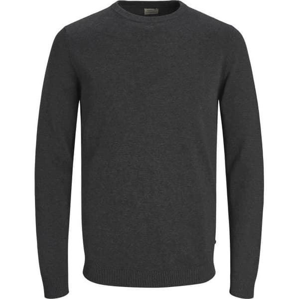 Stickad tröja - Jack &amp; Jones - Mörkgrå melange - Klassisk krage - 100% Bomull - Bekväm