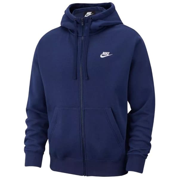 Sweatshirt med hood - NIKE - M NSW CLUB HOODIE FZ BB - Mörkblå - Långa ärmar - Man