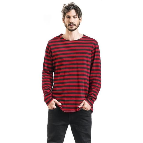 T-shirt med lång ärm - Urban Classics - Röd/svart - 100% bomull - Standard passform - Herr