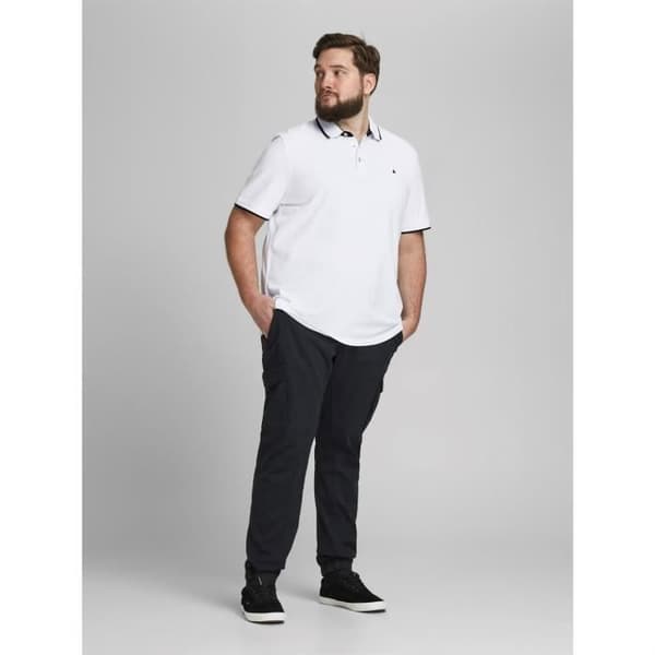 Polo - Jack And Jones - Tipped Pique - Kortärmad - Plus Size - Vit
