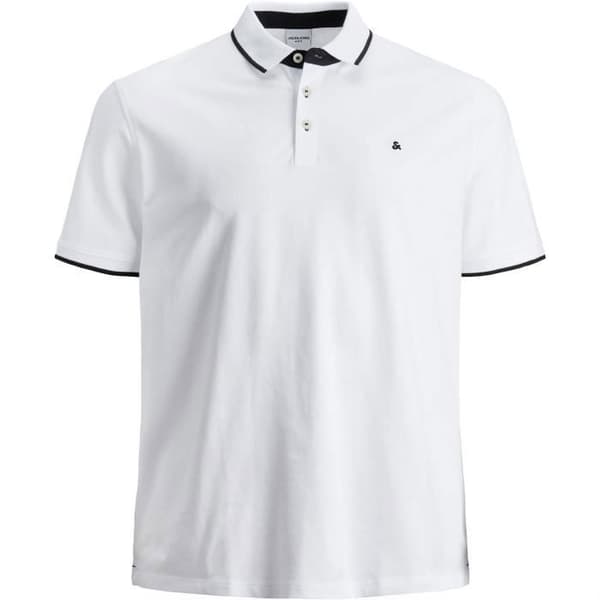 Polo - Jack And Jones - Tipped Pique - Kortärmad - Plus Size - Vit