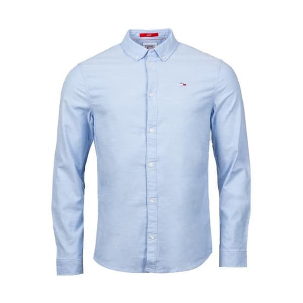 Skjorta herr slim - Tommy Jeans - Oxford - Ljusblå - Långa ärmar - Ekologisk bomull