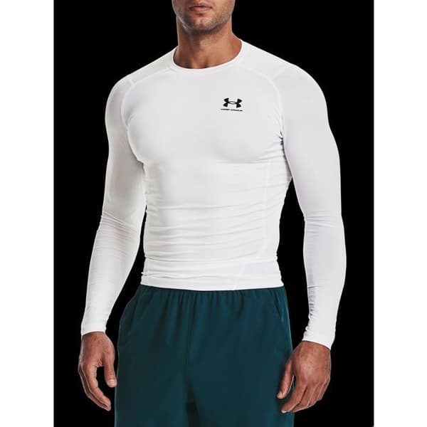 Sporttröja - Under Armour - HG Armour Comp LS - Vit - Långa ärmar - Andas