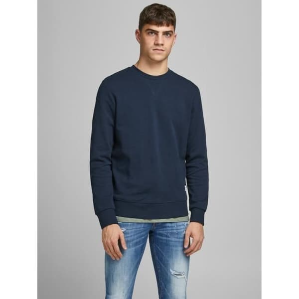 Sweatshirt - JACK & JONES - Basisk - Mörkblå - Långa Ärmar - Rundad Halsringning