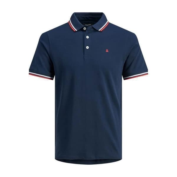 Polo - Jack & Jones - Paulos - Mörkblå/grå/röd - Slim - Korta ärmar