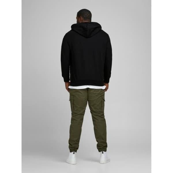 Huvtröja med dragkedja - Jack &amp; Jones - Svart - 85% Bomull - 15% Polyester - 7XL
