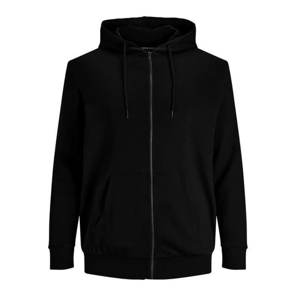 Huvtröja med dragkedja - Jack & Jones - Svart - 85% Bomull - 15% Polyester - 7XL
