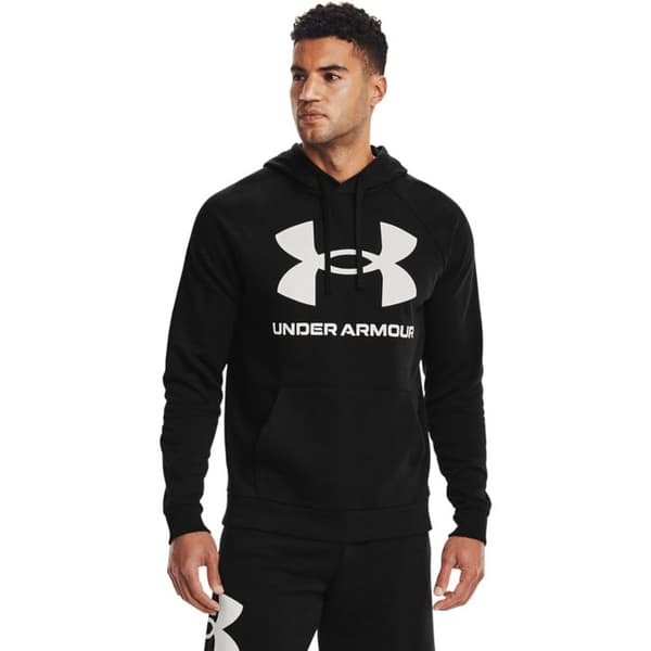 Huvtröja - Under Armour - UA RIVAL FLEECE BIG LOGO - Svart - Långa ärmar - Känguruficka