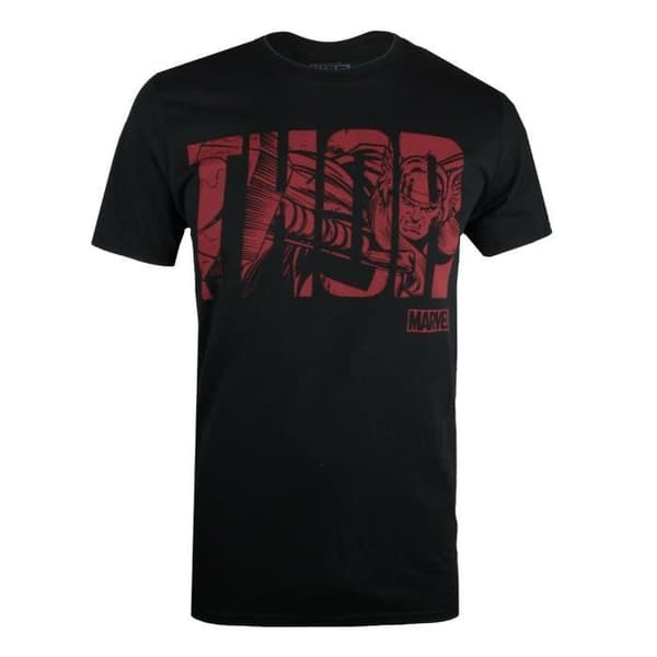 Marvel Comics Kortärmad Thor T-shirt för män i text Comics Print Design - Svart