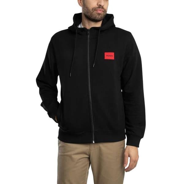 Sweat med dragkedja - HUGO BOSS - Daple212 - Bomullsfleece - Logotypmärke - Svart