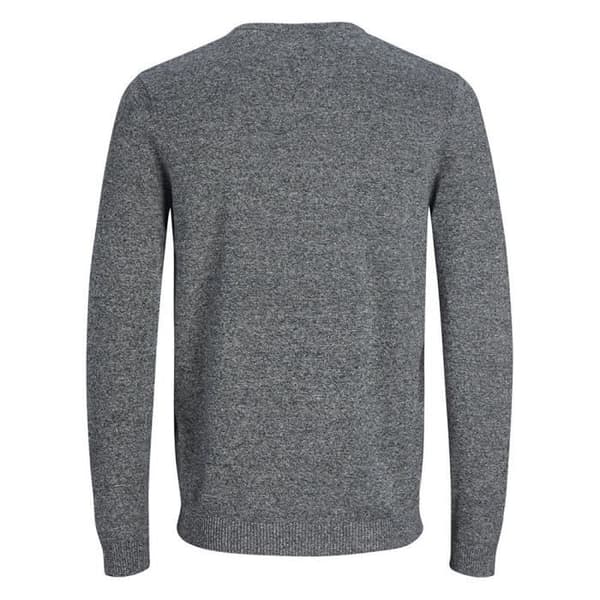 Tröja - Jack & Jones - Essential Basic Stickad - Grå - Klassisk Krage - 100% Bomull