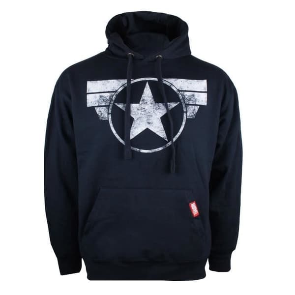Marvel Comics Captain America Hoodie för män - Captain America Logotyptryck - Marinblå