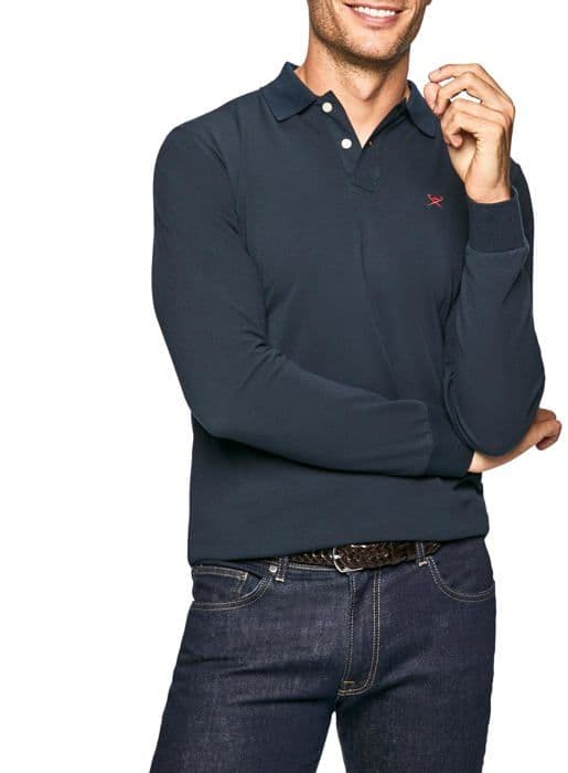 Hackett London pikétröja - HM550887 - Slim Fit Logo Ls pikétröja herr