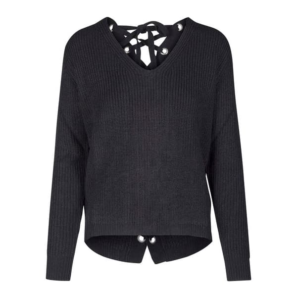 Sweatshirt - Urban Classic - bak snörning - Noir - Långa ärmar - V-ringning