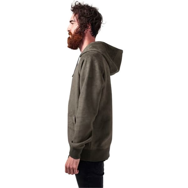 Huvtröja - Urban Classic - Imiterad mocka - Olivgrön - Långa ärmar - Unisex