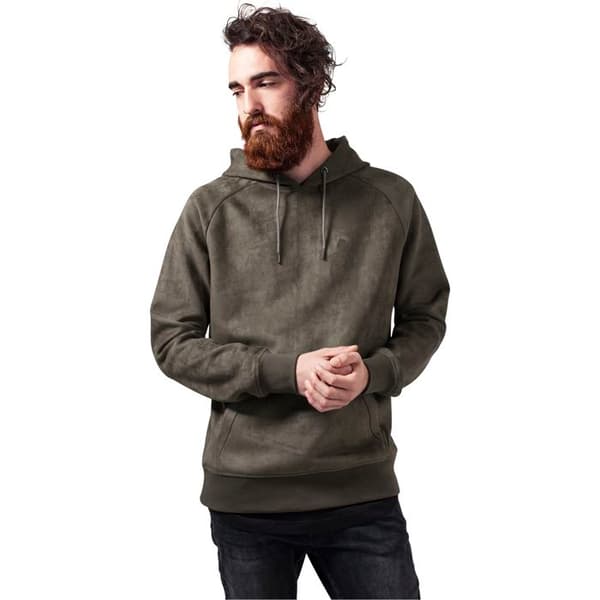 Huvtröja - Urban Classic - Imiterad mocka - Olivgrön - Långa ärmar - Unisex