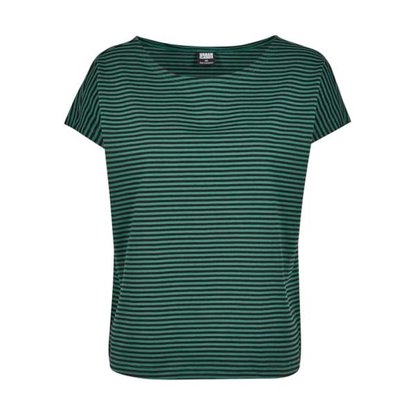 T-shirt dam - Urban Classic - Randiga - Mörkgrön/Schwarz - Korta ärmar - Rundad hals