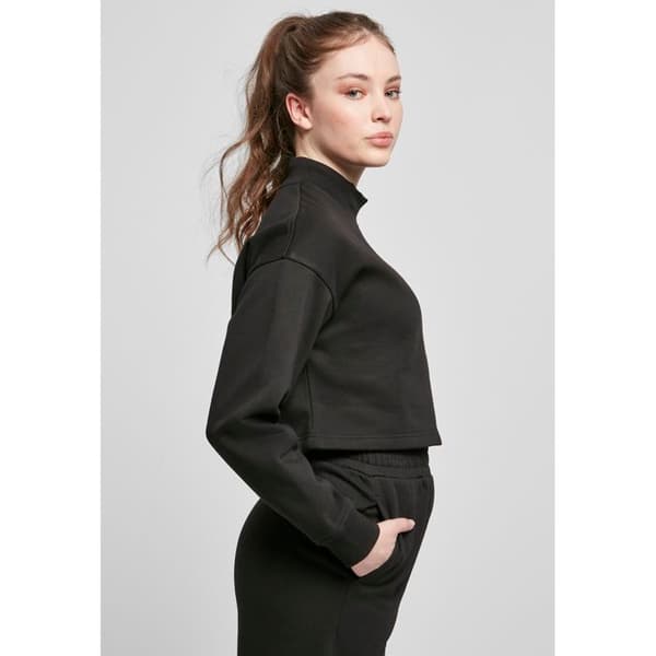 Sweatshirt - Urban Classics - Cropped Oversized - Hög krage - Långa ärmar - Svart