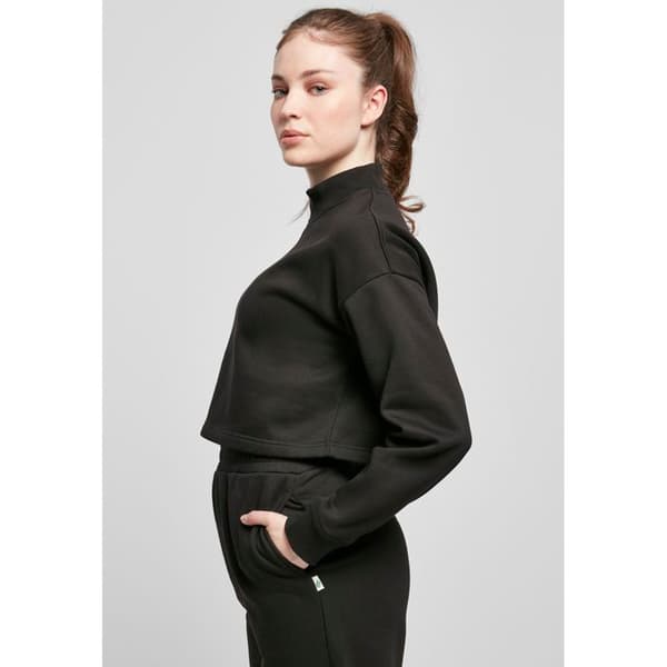 Sweatshirt - Urban Classics - Cropped Oversized - Hög krage - Långa ärmar - Svart