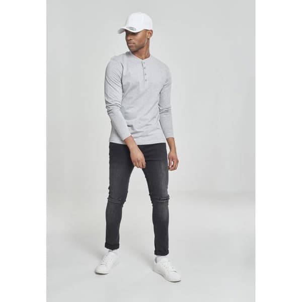 T-shirt - Urban Classics - Henley - Långärmad - 90% Bomull - Färg grå