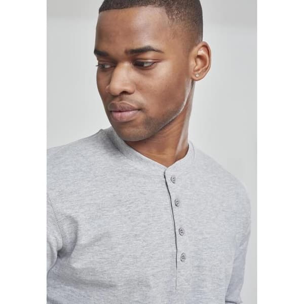 T-shirt - Urban Classics - Henley - Långärmad - 90% Bomull - Färg grå
