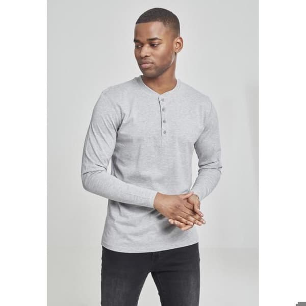 T-shirt - Urban Classics - Henley - Långärmad - 90% Bomull - Färg grå