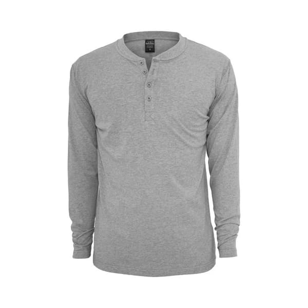 T-shirt - Urban Classics - Henley - Långärmad - 90% Bomull - Färg grå
