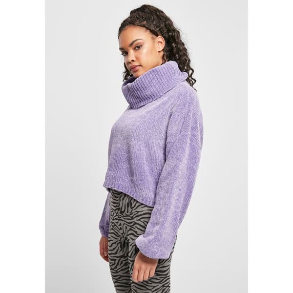 Sweatshirt - Urban Classics - Hög Krage - Dam - Långa Ärmar - Lavendelblå