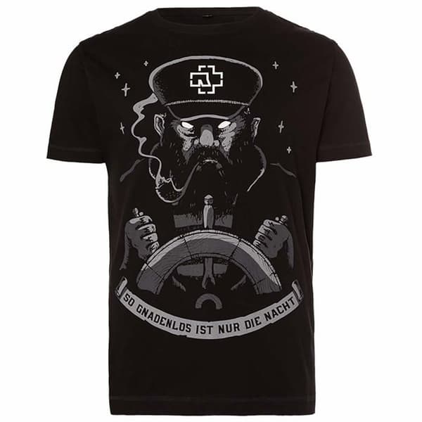 Rammstein T-shirt marin officiell för män Svart med flerfärgad tryck framtill och bakpå