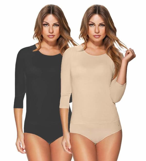 Chemis - chemisette E.femme (R) Set med 2 skjortor Ina Invisible 343 i mikro-modal för kvinnor - Multicolor - 44