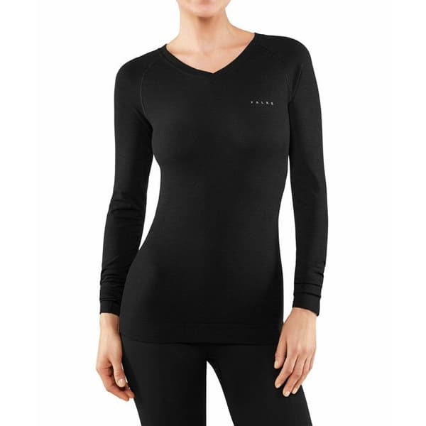 T-shirt med lång ärm - Falke - Wool-Tech Light - Merinoull - Bekväm - Svart