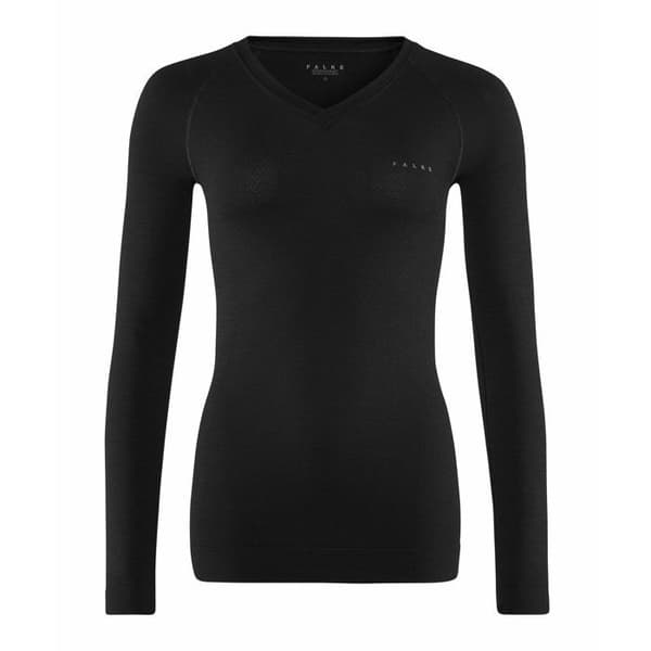 T-shirt med lång ärm - Falke - Wool-Tech Light - Merinoull - Bekväm - Svart