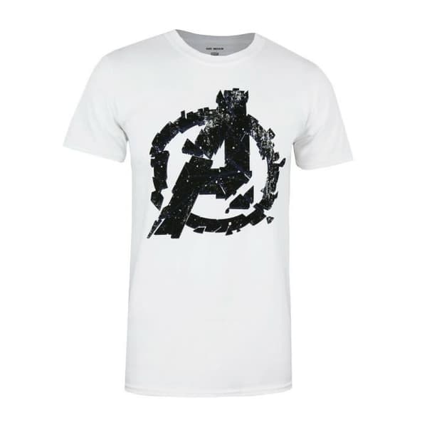 Marvel Comics The Avengers Kortärmad T-shirt för män - Avengers Logotyp Cracked Print Design - Vit