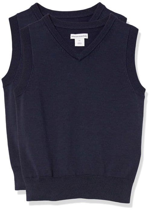 Essentials Undershirt - AE1893642-Navbl-Large - Amazon Boys Uniform Cotton V-Neck Jacket, Multiple Packs