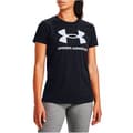 Miniatyrbild 2 av 2: T-shirt i bomull med stor logotyp - Under Armour - Dam - Rundad krage - Korta ärmar - Svart