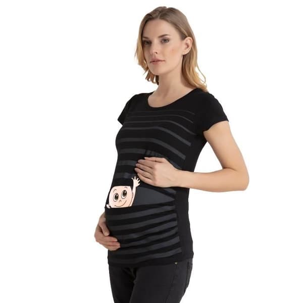 MMC Hej baby - Graviditet t-shirt för kvinnor - i några korta