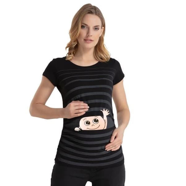 MMC Hej baby - Graviditet t-shirt för kvinnor - i några korta