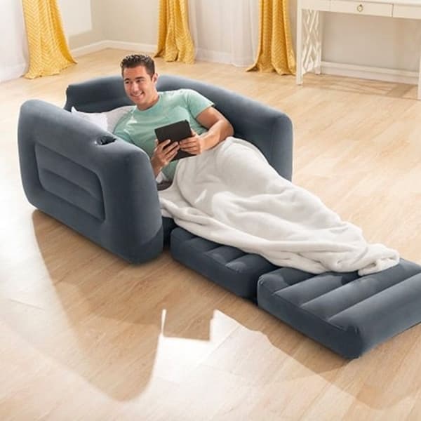 Uppblåsbar stol - INTEX - 66551 - 1 sits - Mörkgrå - Mått 224x117x66 cm