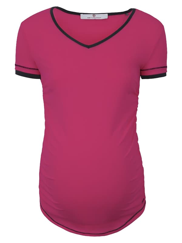 Dam gravid-T-shirt rosa Navelknapp Maternity