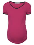 Miniatyrbild 1 av 3: Dam gravid-T-shirt rosa Navelknapp Maternity