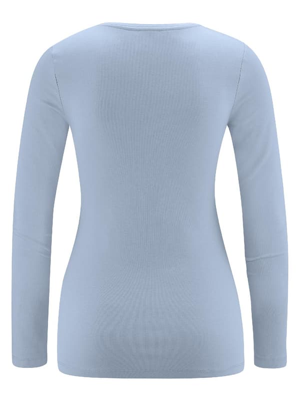 Blå blus med lång ärm för kvinnor, navelnöt, gravid