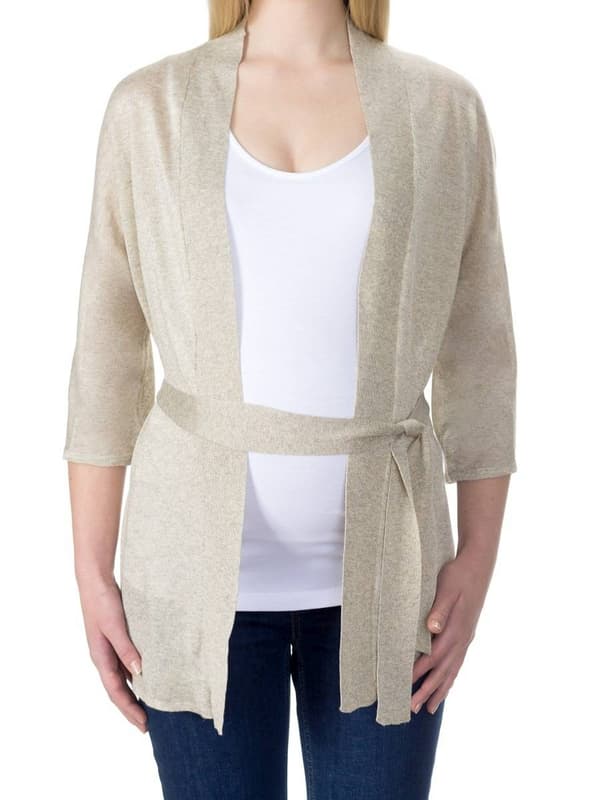 Beige cardigan til kvinder med navlemønster