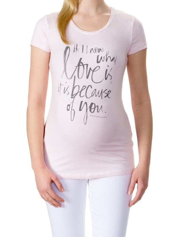 Dame T-shirt til gravide, lyserød, navle- og fødselsmodel