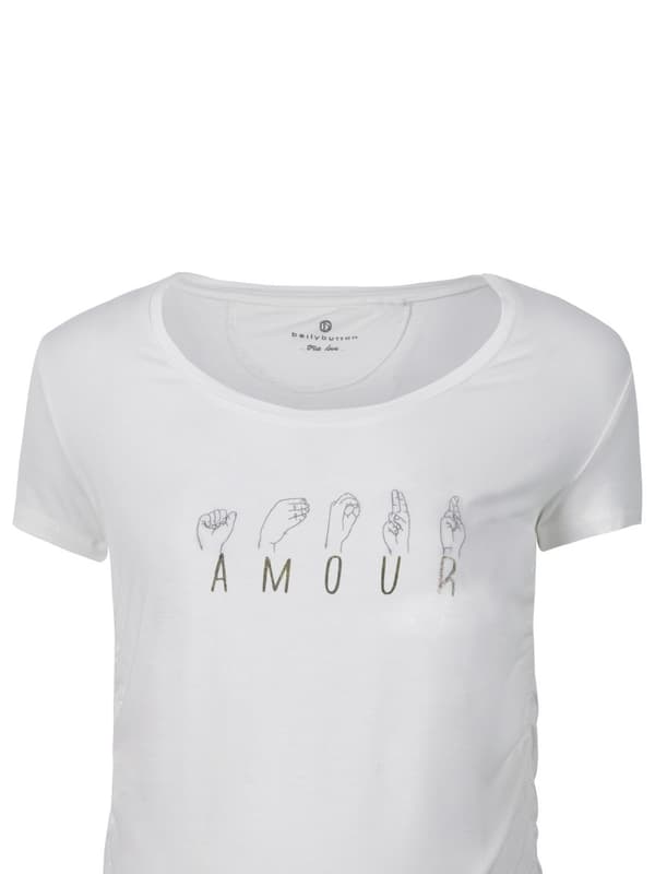 Dam gravid-t-shirt mjuk vit Bellybuton Maternity
