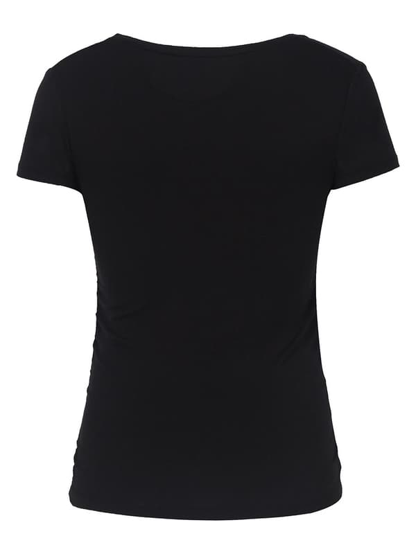 Dame Graviditets-T-shirt Blød Sort Maveknap Maternity
