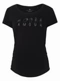 Miniatyrbild 1 av 2: Dam Gravid-T-shirt Mjuk Svart Navelknapp Graviditet