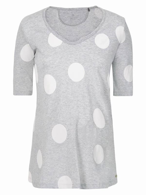 Bellybuton Maternity Dame Gravid T-shirt med Polkaprikker, Grå