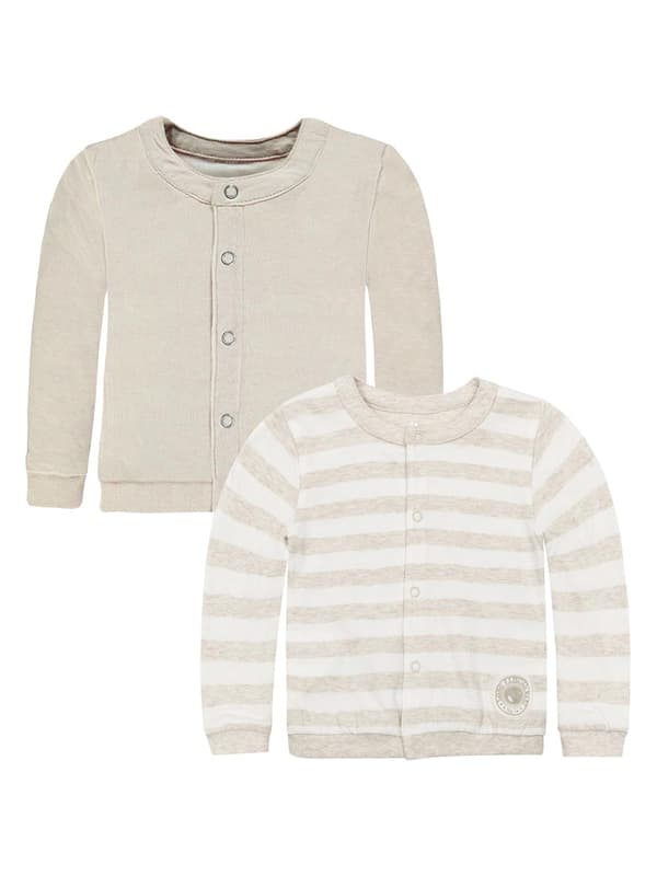 Stribet børnesweatshirt med lynlås i beige Kanz